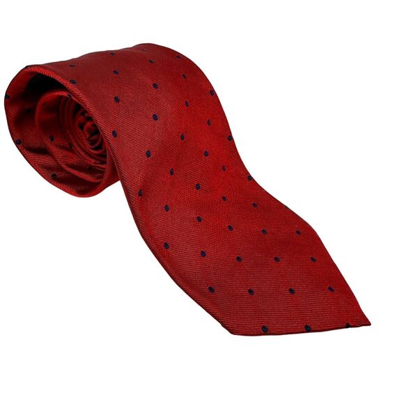 Vintage Brooks Brothers Tie Red/Blue Polka Dot Woven England Made USA Silk. 57” - Picture 8 of 16